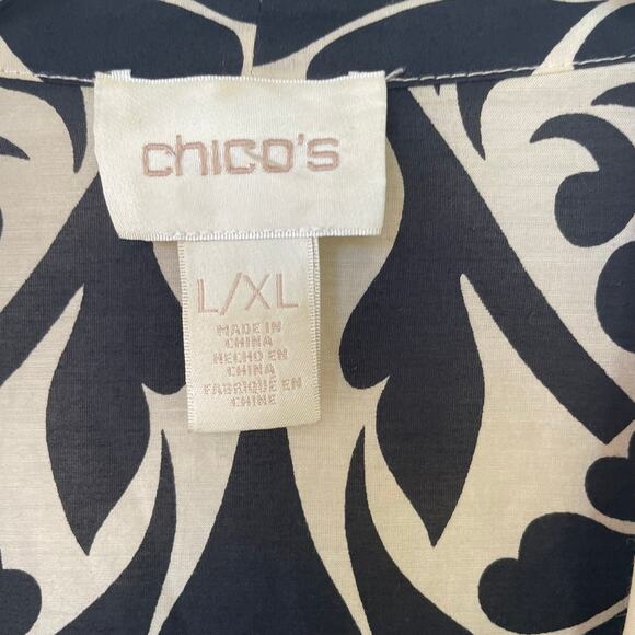 Chico’s Size L Beige Black Kimono open top Coverall size L - Picture 2 of 9